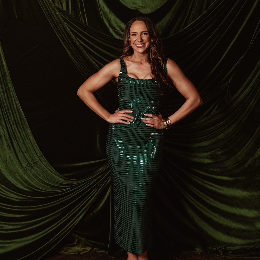 Karen Millen Green Premium Crystal Embellished Jersey Midi Dress - Picture 3 of 5